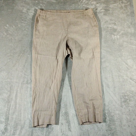 J Jill Pants Womens XS Brown Linen‎ Stretch Boho Chic Cabincore - Picture 1 of 7